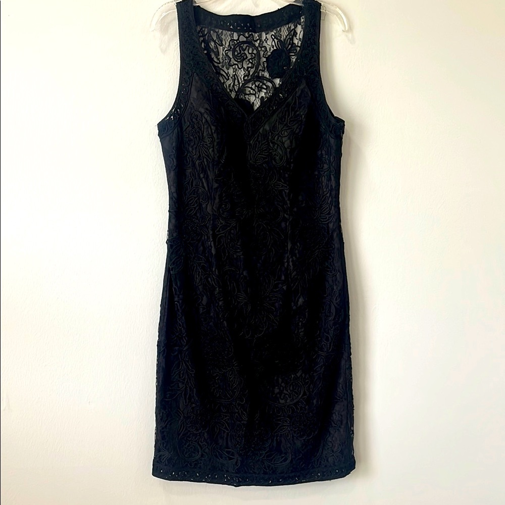 Sue Wong Elegant Black on black Lace Dress 6